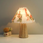 Vintage Pleated Fabric Tapered Base 1-Light Table Lamp Lumendat