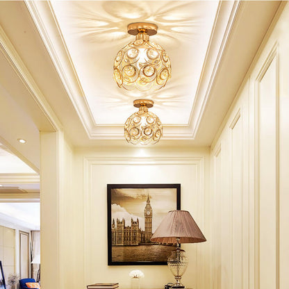 Modern European Crystal 1-light Semi-flush Mount Ceiling Light