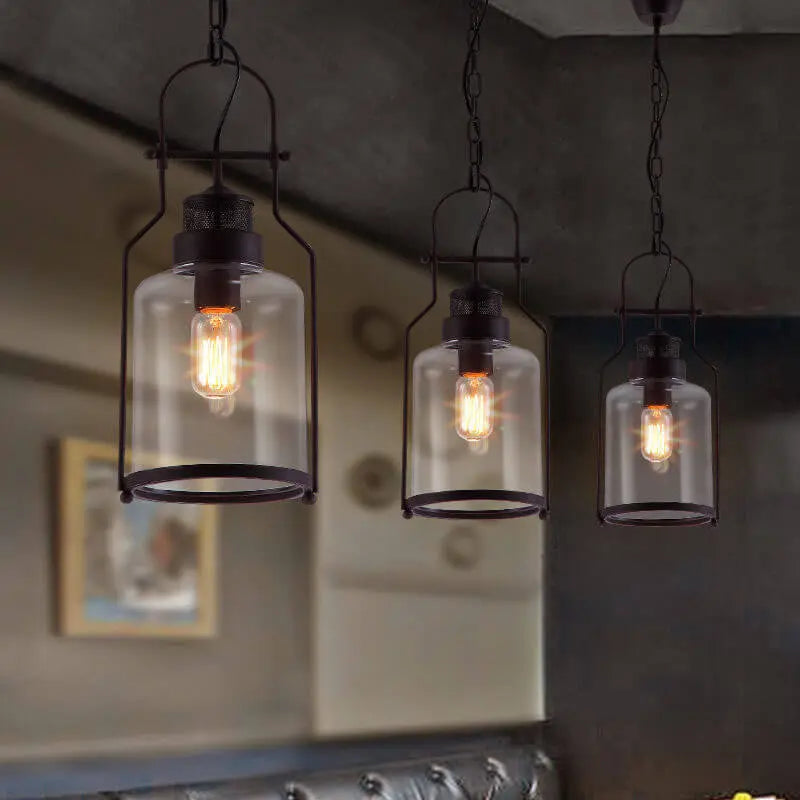 Industrial Vintage Iron Glass Jar 1-light Pendant Light Lumendat