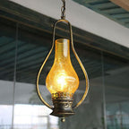 Vintage Kerosene Cracked Glass Shade 1-light Pendant Light BulbSquare