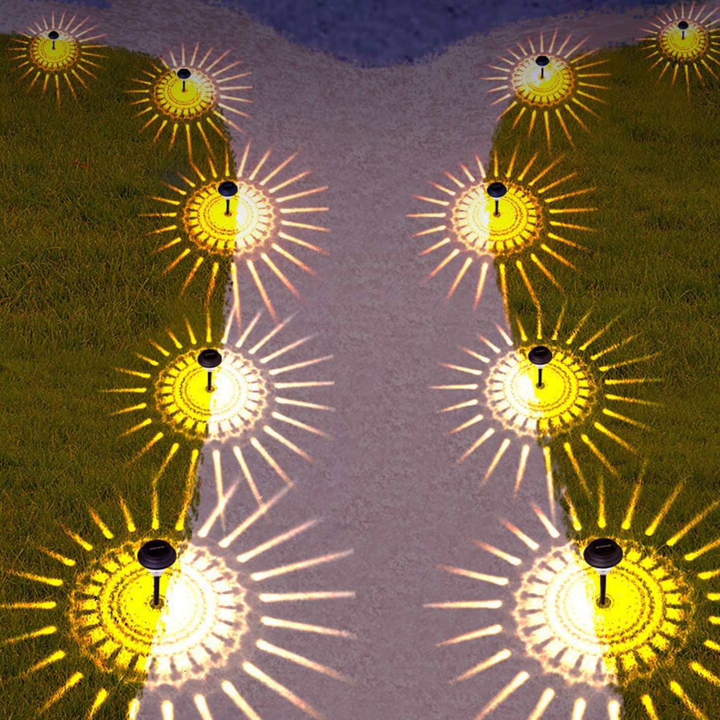 Solar Waterproof Circular Divergent Light Shadow Design LED Outdoor Garden Decorative Light Lumendat