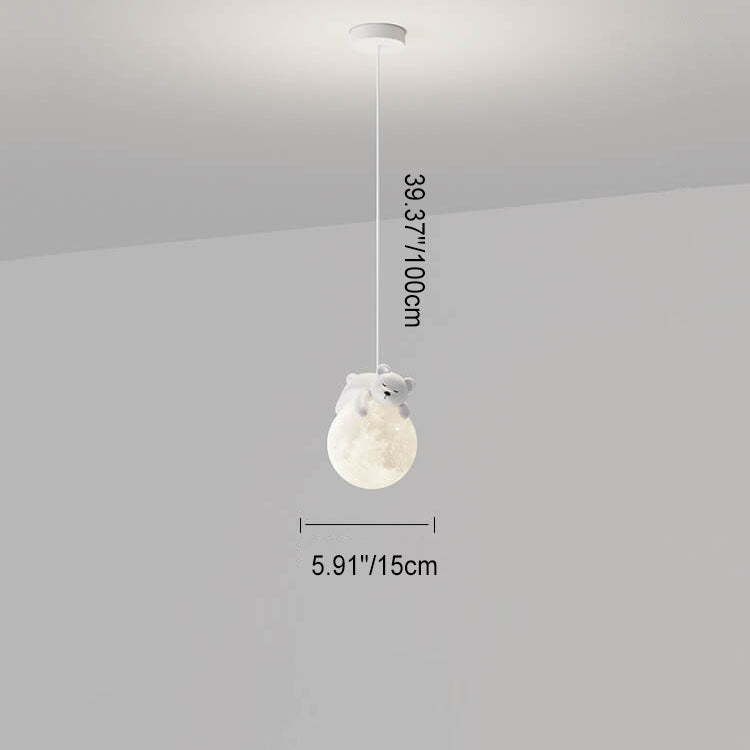 Lumendat Modern Simple Resin Bear Rabbit Decorative Iron 1-Light Pendant Light Lumendat