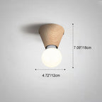 Japanese Minimalist Wood Grain Glass Round 1-Light Flush Mount Ceiling Light Lumendat
