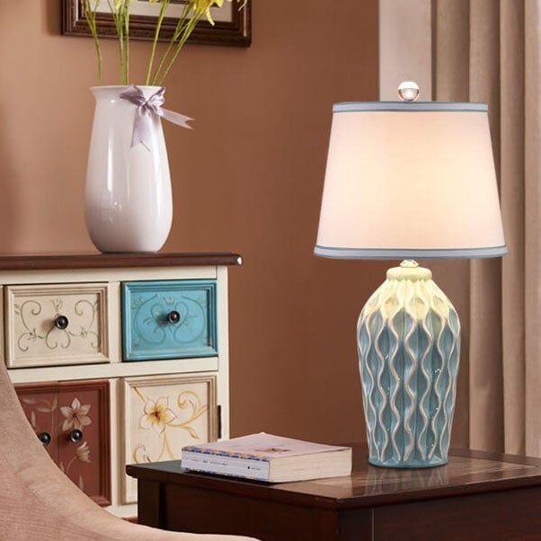 Modern Simple Fabric Ice Cracked Ceramics 1-Light Table Lamp Lumendat