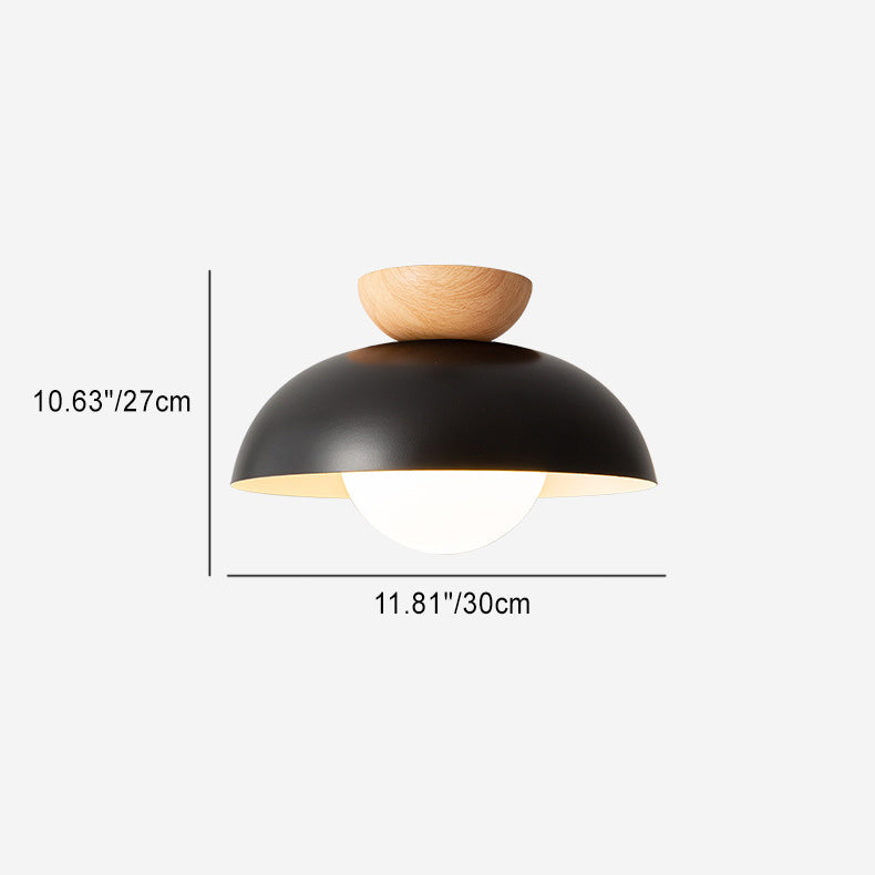 Modern Minimalist Round Iron Glass 1-Light Semi-Flush Mount Ceiling Light For Living Room Lumendat