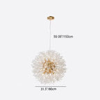 Contemporary Scandinavian Dandelion Metal Crystal 8/9/12/16 Light Chandelier for Bedroom Lumendat