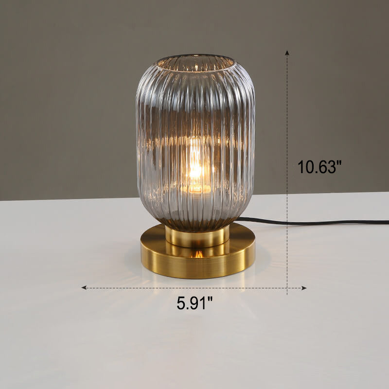 Nordic Striped Glass Oval Design 1-Light Table Lamp Lumendat