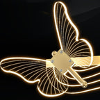Nordic Light Luxury Butterfly Round Linear Island Light LED Chandelier BulbSquare