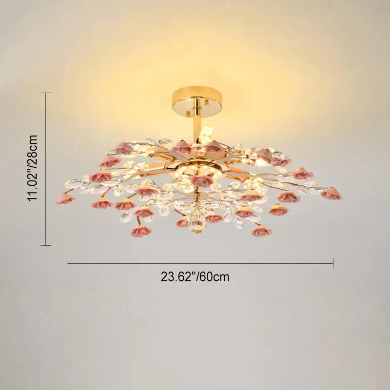 Modern Luxury Rose Iron Ceramic Crystal 6/7/8 Light Chandelier Lumendat