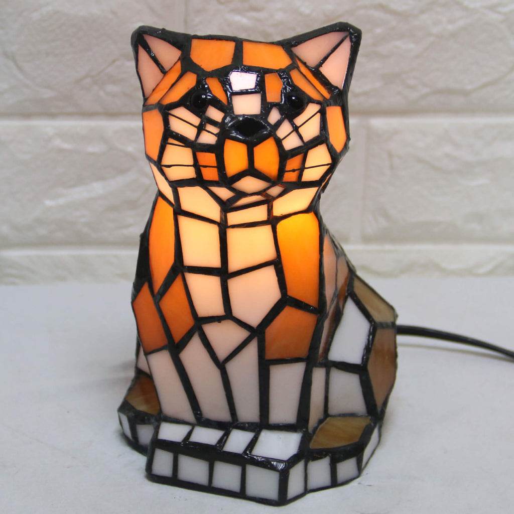 Tiffany Creative Cats /Dogs Stained Glass 1-Light Night Light Table Lamp Lumendat