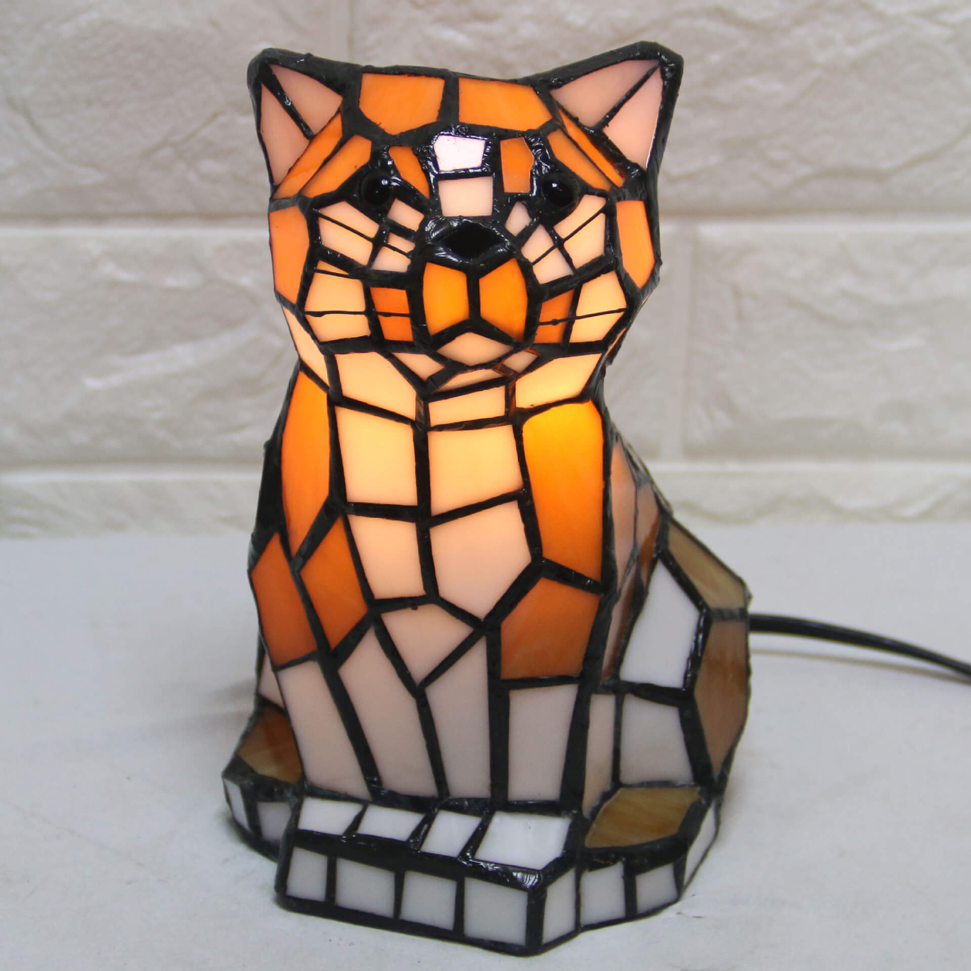 Tiffany Creative Cats /Dogs Stained Glass 1-Light Night Light Table Lamp Lumendat