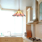 Vintage Tiffany Stained Glass Umbrella Shape 1-light Pendant Light BulbSquare