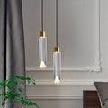 Modern Minimalist Crystal Cylindrical Brass LED Pendant Light