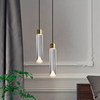 Modern Minimalist Crystal Cylindrical Brass LED Pendant Light
