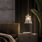 Modern Luxury Glass Bell Shade Brass 1-light Pendant Light BulbSquare