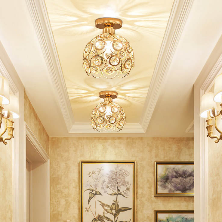 Modern European Crystal 1-light Semi-flush Mount Ceiling Light