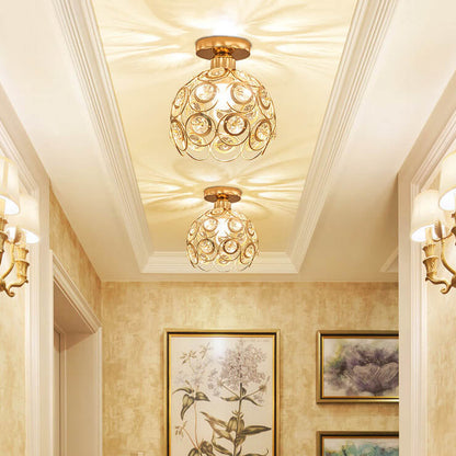 Modern European Crystal 1-light Semi-flush Mount Ceiling Light