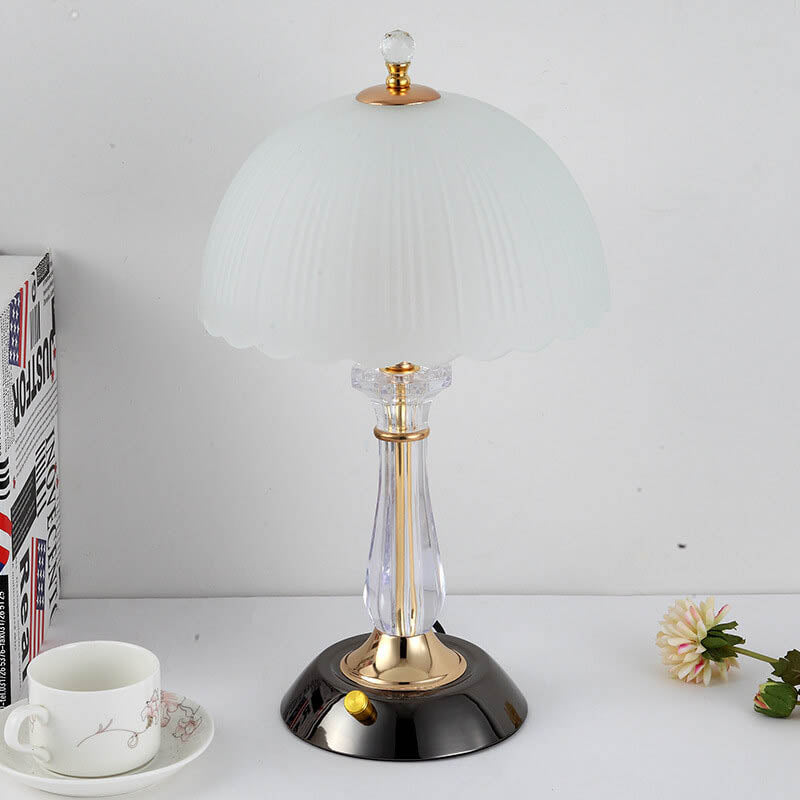 Modern European Textured Glass Dome Shade 2-Light Table Lamp Lumendat
