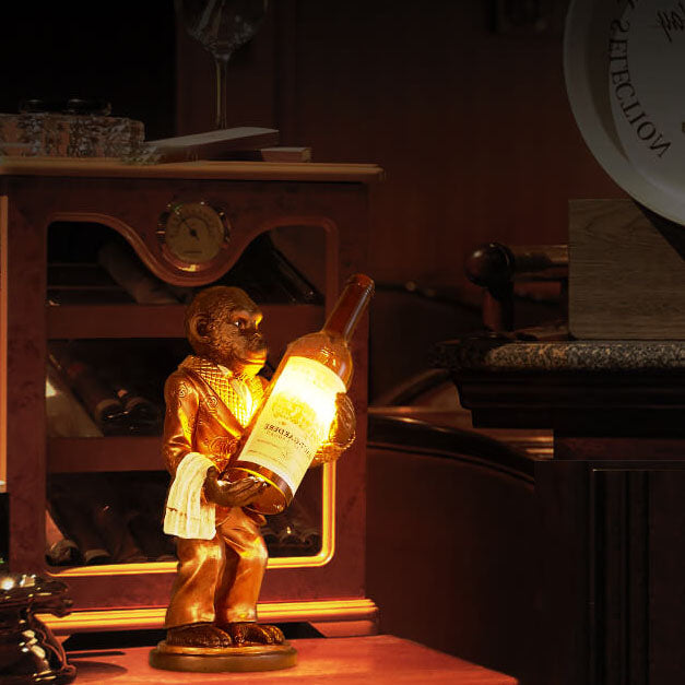 Retro Creative Monkey Resin Wine Bottle 1-Light Decoration Table Lamp Lumendat