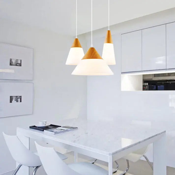 Nordic Wood Grain Glass Cone Shaped 1-light Pendant Light Lumendat