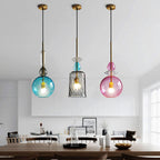 Nordic Colorful Candy Cane Glass 1-light LED Pendant Light BulbSquare