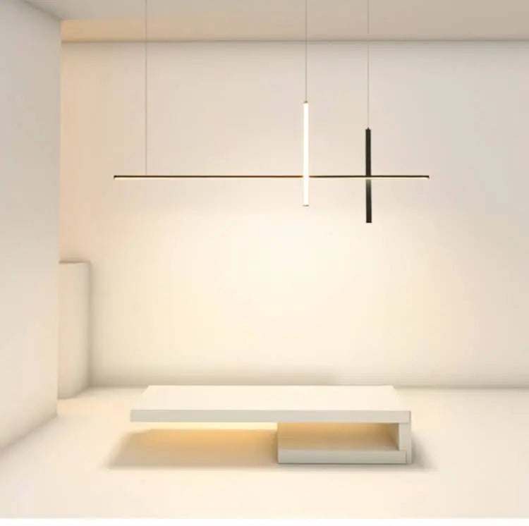 Modern Minimalist LED Linear Chandelier – Black & White, Adjustable Length Lumendat