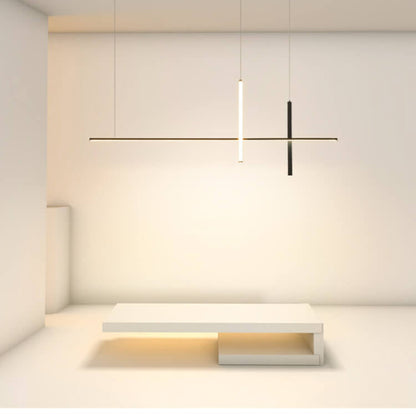 Modern Minimalist LED Linear Chandelier – Black & White, Adjustable Length