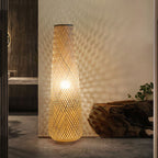 Modern Bamboo Weaving Column 1-Light LED Standing Floor Lamp Lumendat