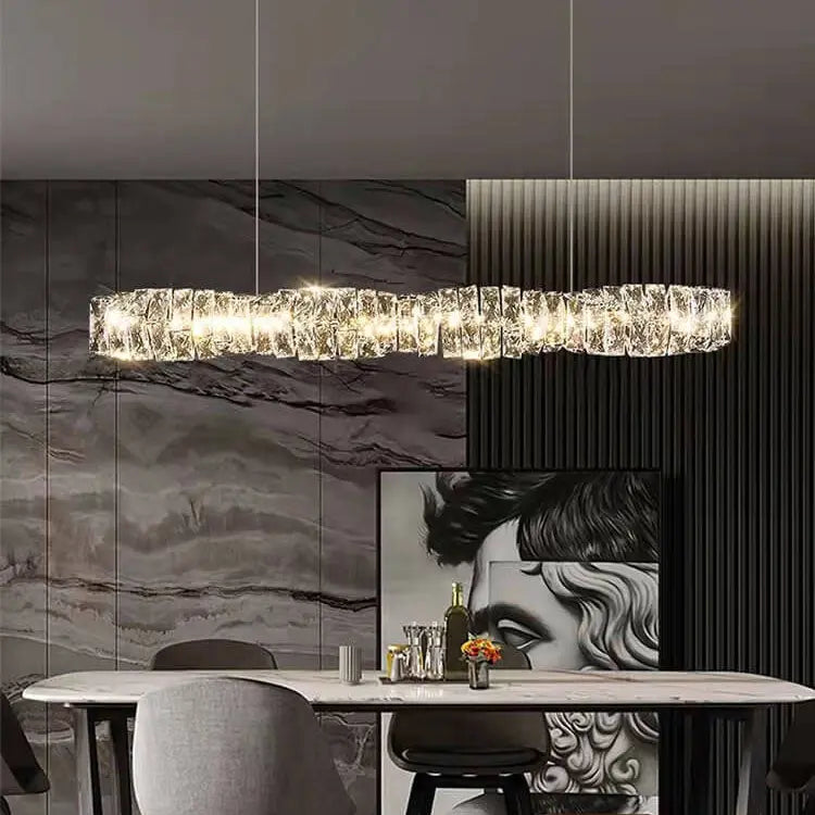 Modern Minimalist Linear Crystal LED Chandelier Lumendat
