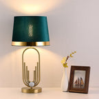 Modern Luxury Fabric Gold Oval Ring Base 1-Light Table Lamp Lumendat
