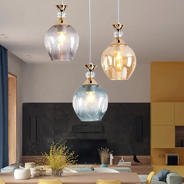 Contemporary Nordic Gradient Glass Metal Orb 1/3 Light Island Light Chandelier for Living Room Lumendat