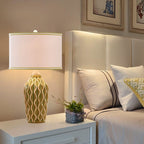 Modern Simple Fabric Ice Cracked Ceramics 1-Light Table Lamp Lumendat