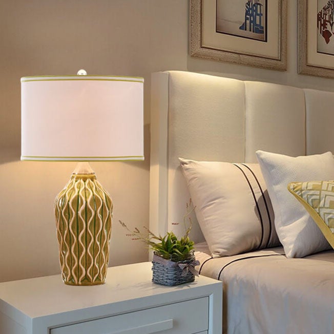 Modern Simple Fabric Ice Cracked Ceramics 1-Light Table Lamp Lumendat