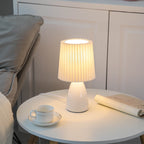 Nordic Vintage Pleated Shade Glass Base 1-Light Table Lamp Lumendat
