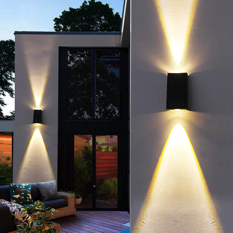 Simple Solar Trapezoid Outdoor Waterproof Up and Down Lights LED Wall Sconce Lamp Lumendat