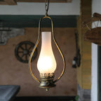 Vintage Kerosene Cracked Glass Shade 1-light Pendant Light BulbSquare