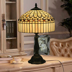 European Tiffany Yellow Baroque Glass 1-Light Table Lamp Lumendat