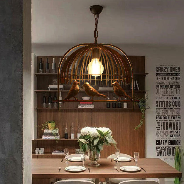 Vintage Creative Iron Birdcage 1-light Pendant Light BulbSquare