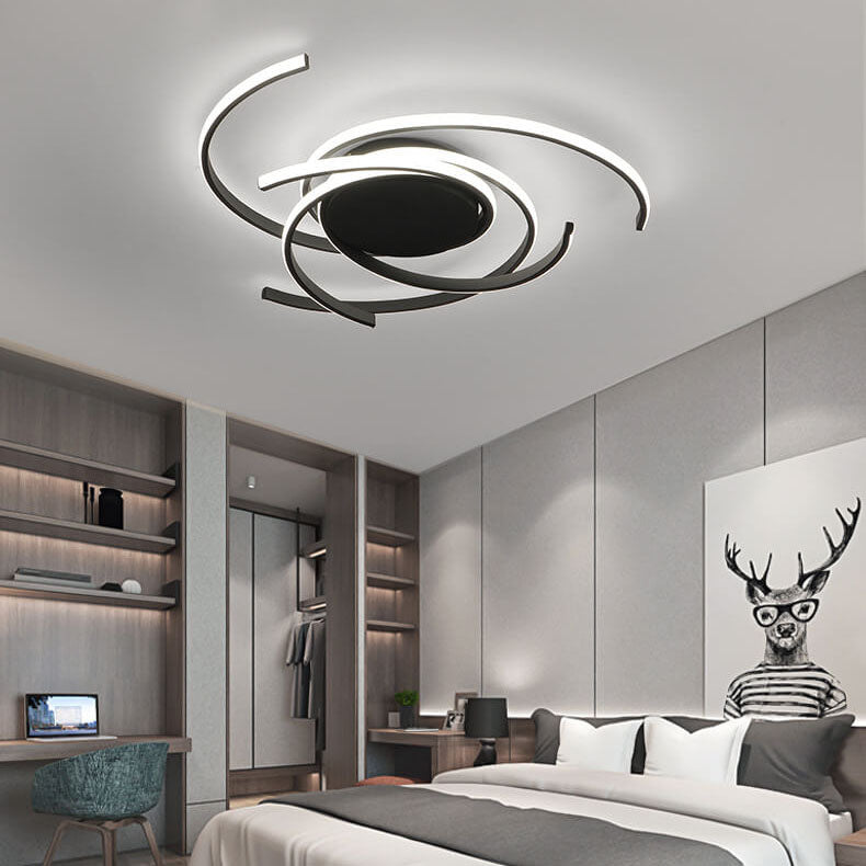 Minimalist Creative Circle Strip Aluminum Semi-flush Mount Ceiling Light