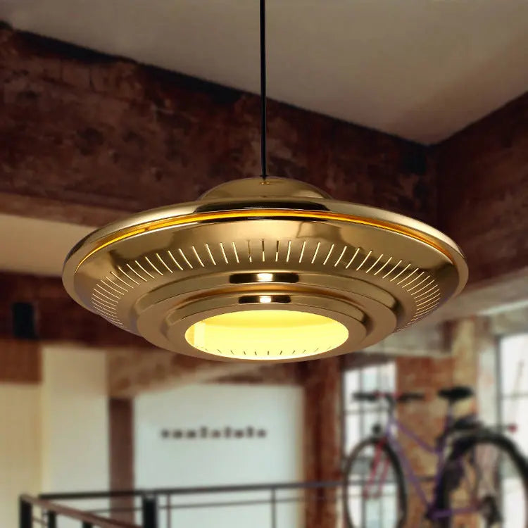 Industrial Vintage Iron Flying Saucer 1-light Pendant Light BulbSquare