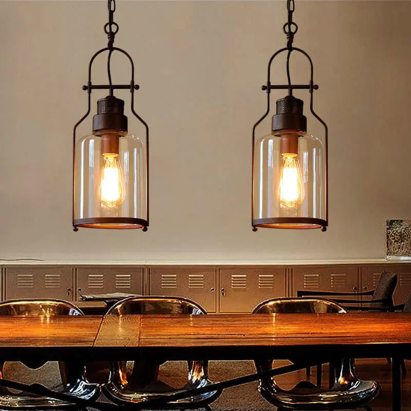Industrial Vintage Iron Glass Jar 1-light Pendant Light modern luxury lighting fixture