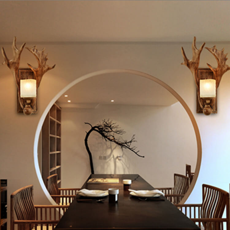 Vintage Antique Antler 1-Light Wall Sconce Lamp