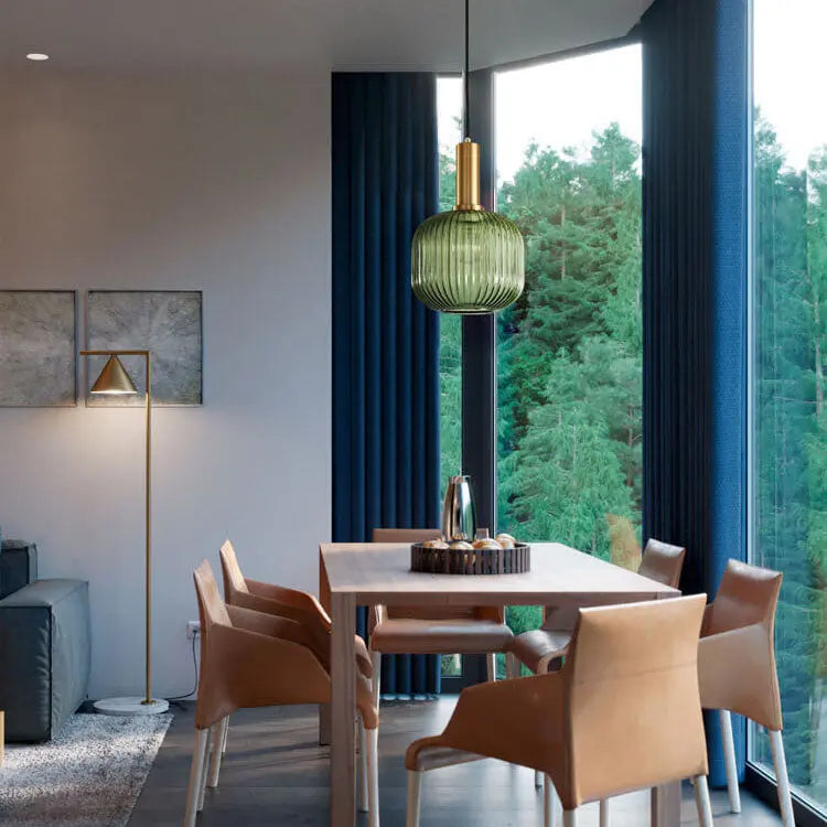 Minimalist Striped Glass Lantern 1-light Pendant Light Lumendat