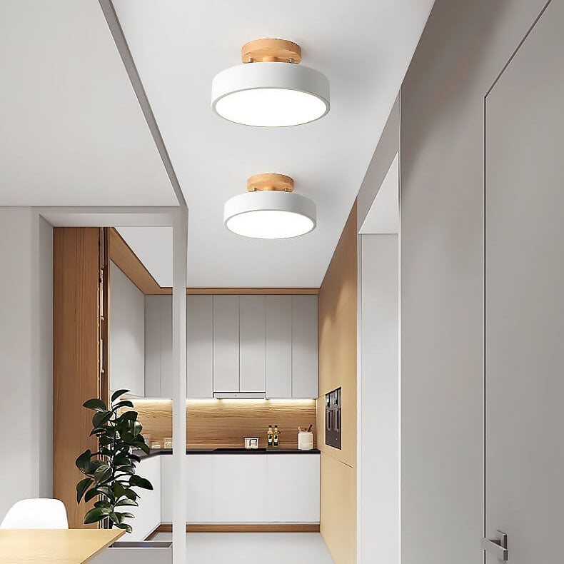 Nordic Log Round LED Semi-flush Mount Ceiling Light