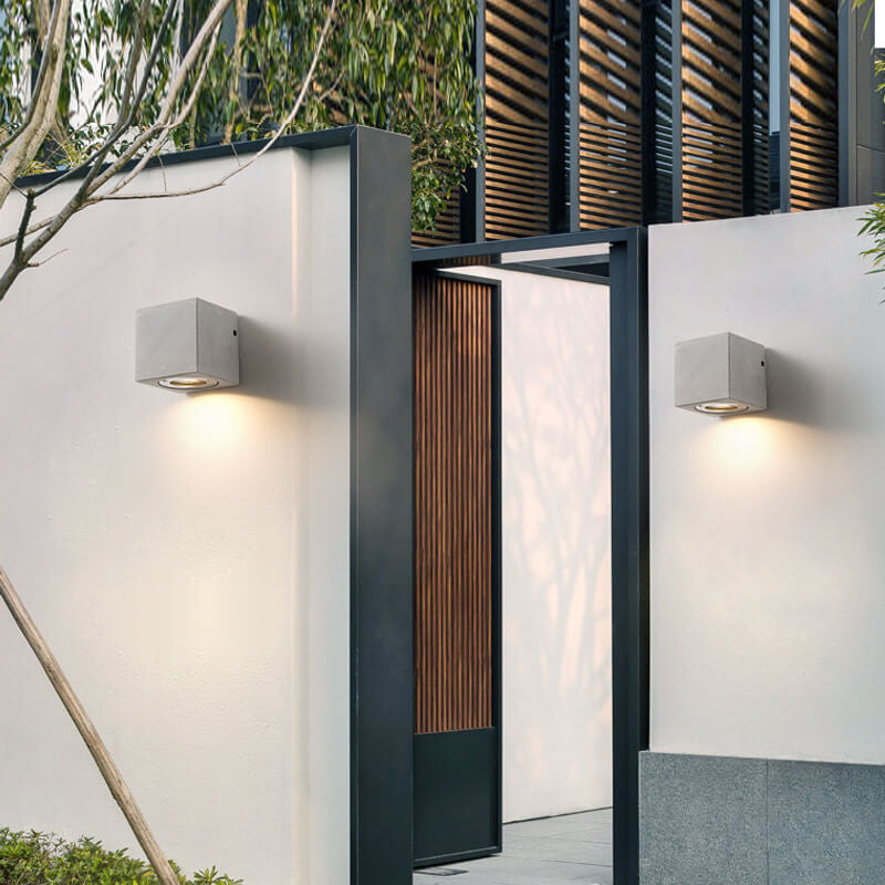 Industrial Cement Square Outdoor 1-Light Waterproof Wall Sconce Lamp Lumendat