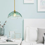 Modern Minimalist Flower-shaped Petal Iron Glass 1-light Pendant Light for Living Room BulbSquare