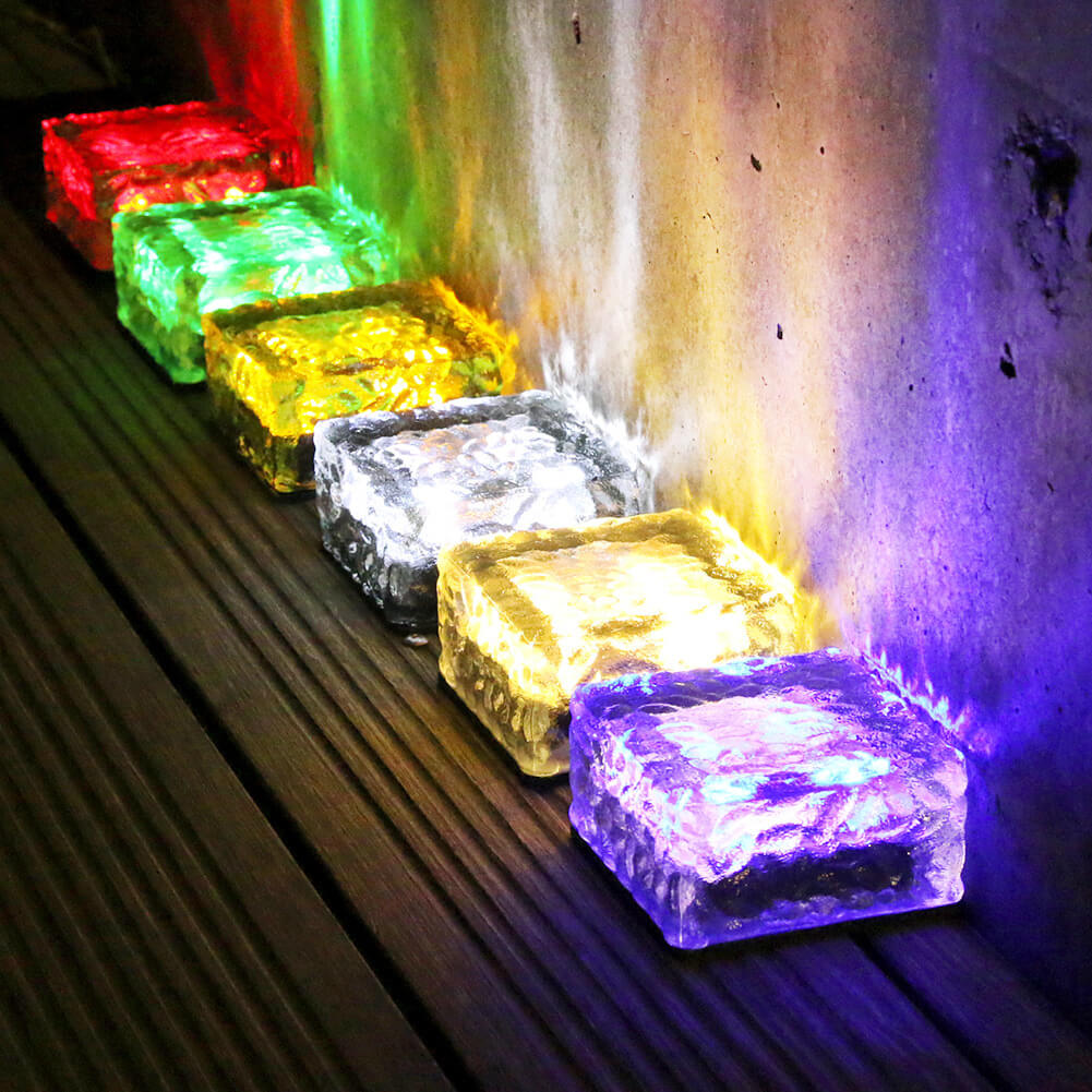 Solar LED Ice Brick Waterproof Glass Ground Light Garden Light Lumendat