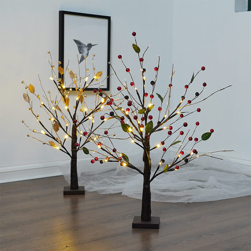 Red Fruits Pine Tree Light Small LED Battery Decoration Table Lamp Lumendat