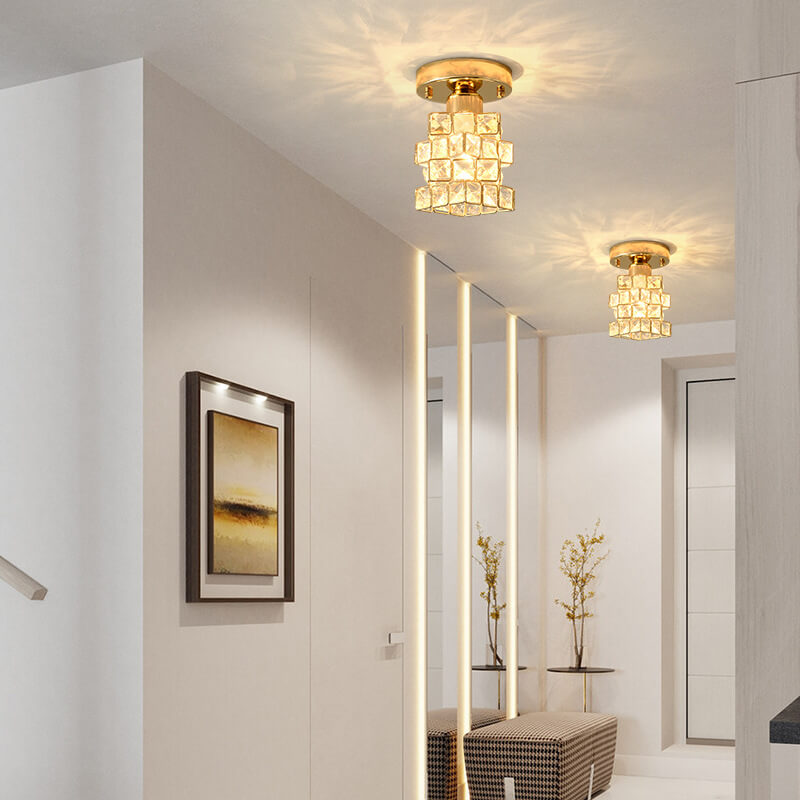 Modern Creative Crystal 1-light Semi-flush Mount Ceiling Light