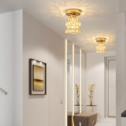 Modern Creative Crystal 1-light Semi-flush Mount Ceiling Light